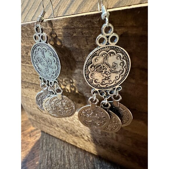 Vintage-Inspired Boho Coin Dangle Earrings in Gift-Ready Box - Picture 5 of 10